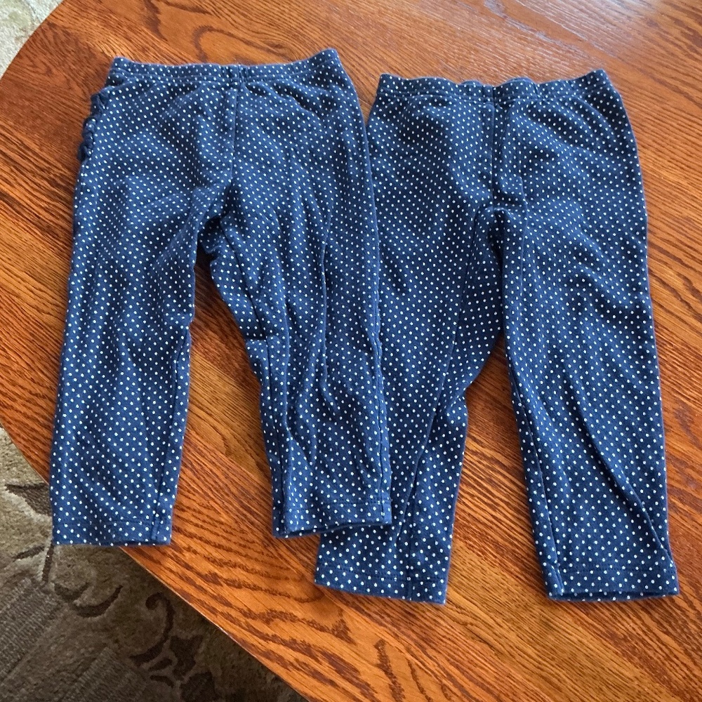 Simple Joys by Carter’s Bundle of 2 Navy Polka Dot Leggings Sz 24 months EUC